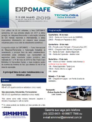 Vagas abertas para a Missão Empresarial à Expomafe 2019 em São Paulo/SP